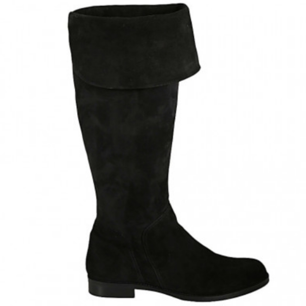COPY - ALEXIS BENDEL WOMEN'S BOOT WITH TURN-UP AND ZIPPER IN BLACK SUEDE. SIZE 8